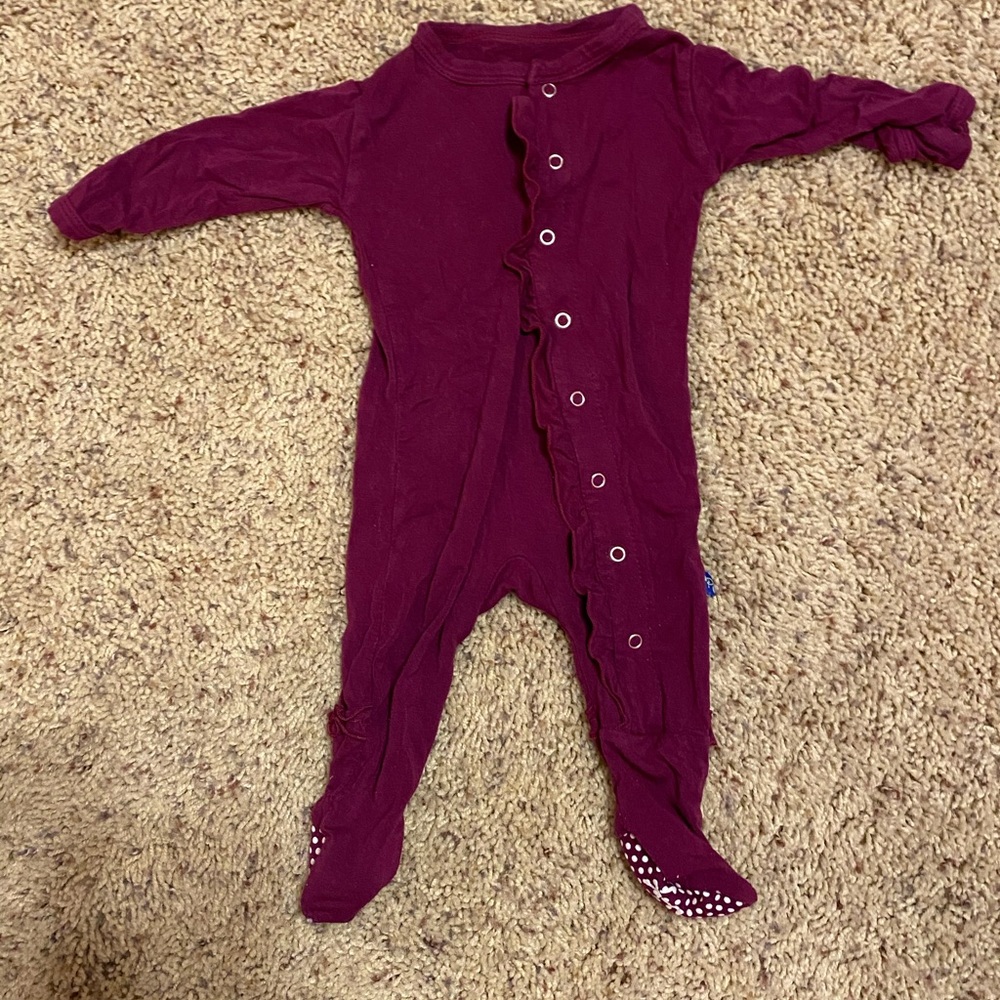 Kickee Pants Purple Footed Ruffle Sleeper 0-3 mo